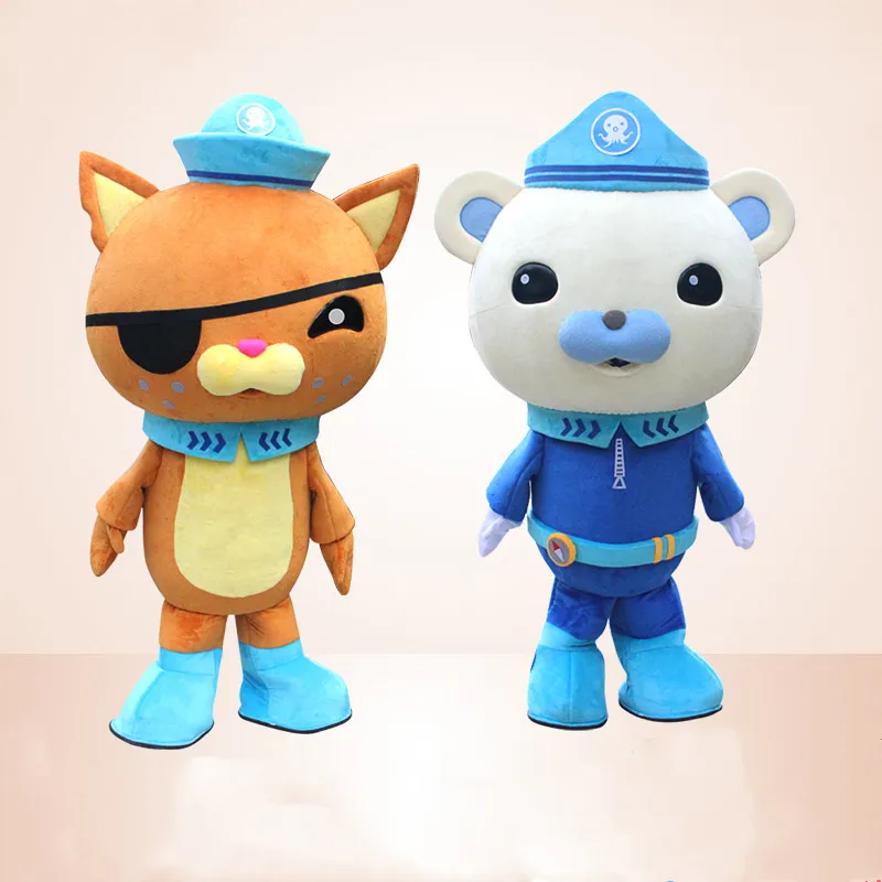 Hot Sale Lively Octonauts Movie Captain Barnacles & Kwazii Polar Bear Police Mascot Costumes Adult Size 
