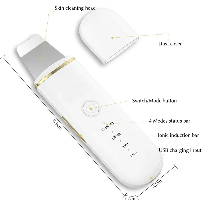 Скребок для кожи лица ультразвуковой очиститель инструмент очистки массажный