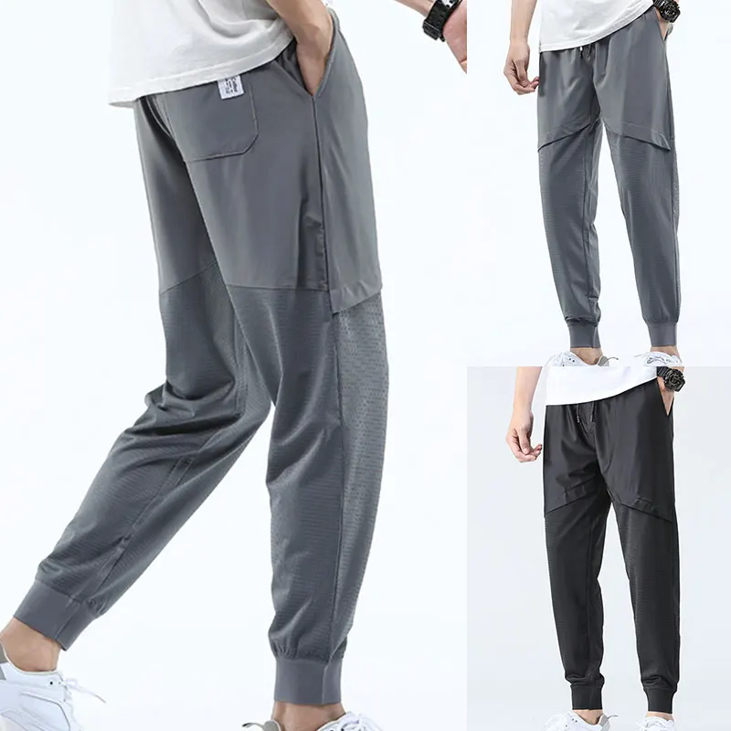 

Men Pants Ice Silk Jogger Sweatpants Causal Comfortable Trousers 2021 Summer Thin Plus Size Sports Leisure Streetwear Joggers