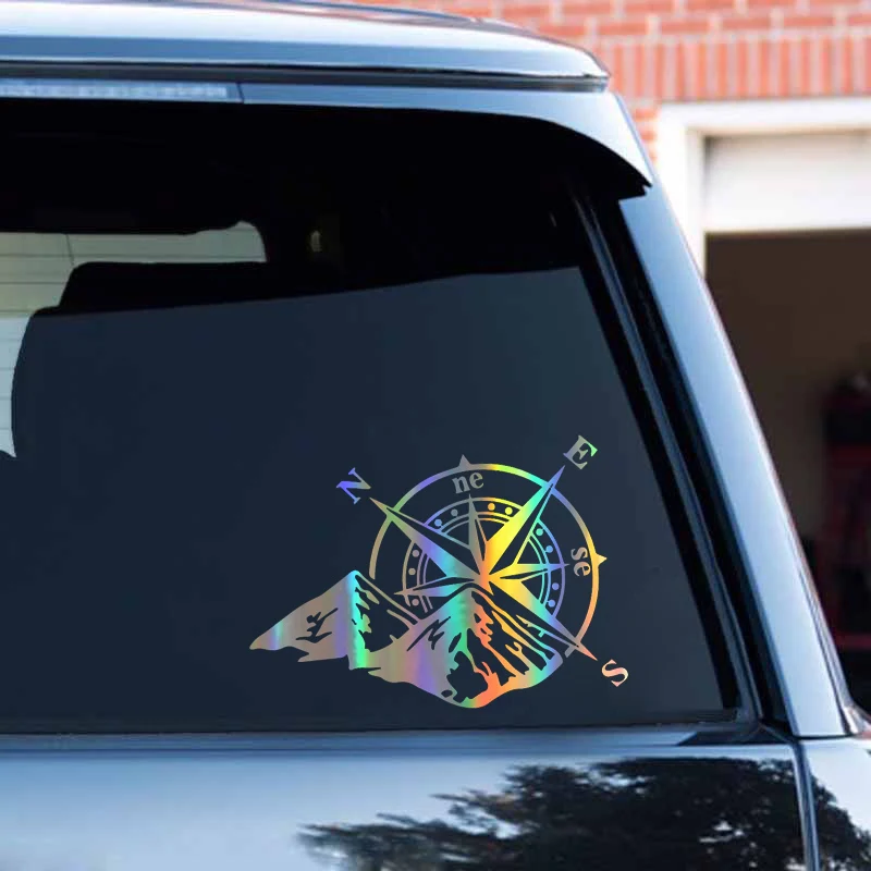 12CM*16.6CM Jungle Adventure Sports Compass Car Sticker Decoration Motorcycle Fashion Decal Black Silver Laser Decor | Автомобили и