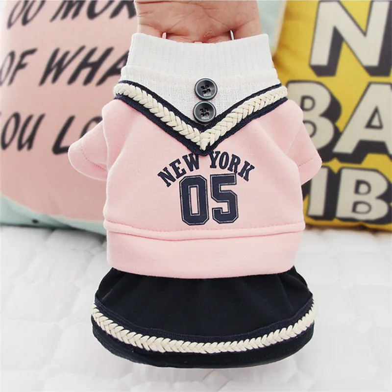 

Pet Dog Clothes Letter New York Clothings Dogs Dresses Super Small Clothing Cute Print Autumn Winter Preppy Style Ropa Perro
