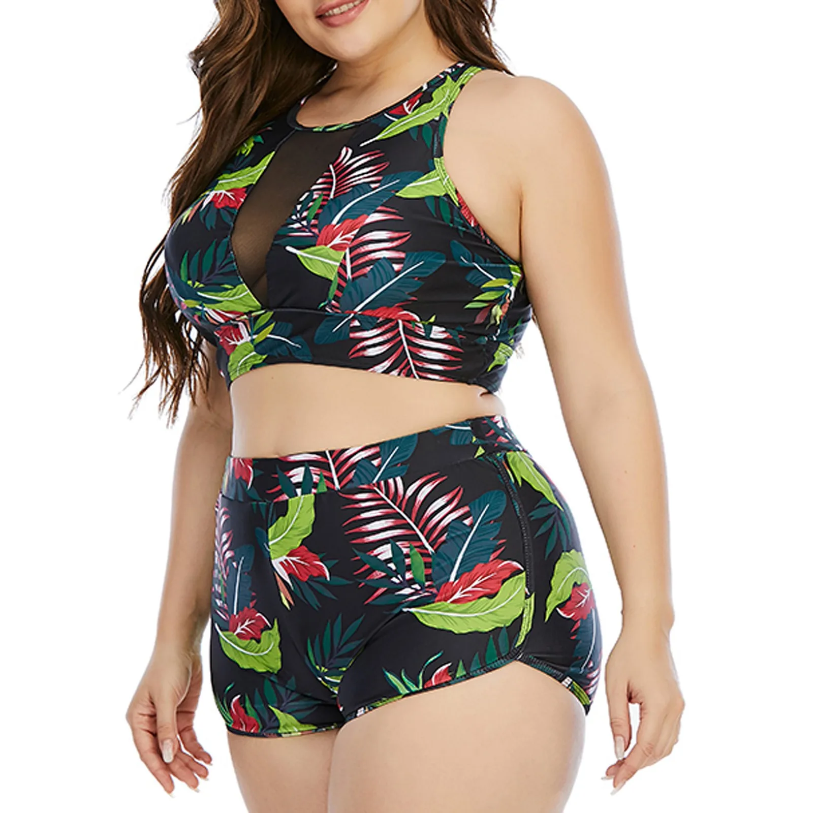 Купальник женский с пуш-ап модный пляжный комплект нижнего белья растительным