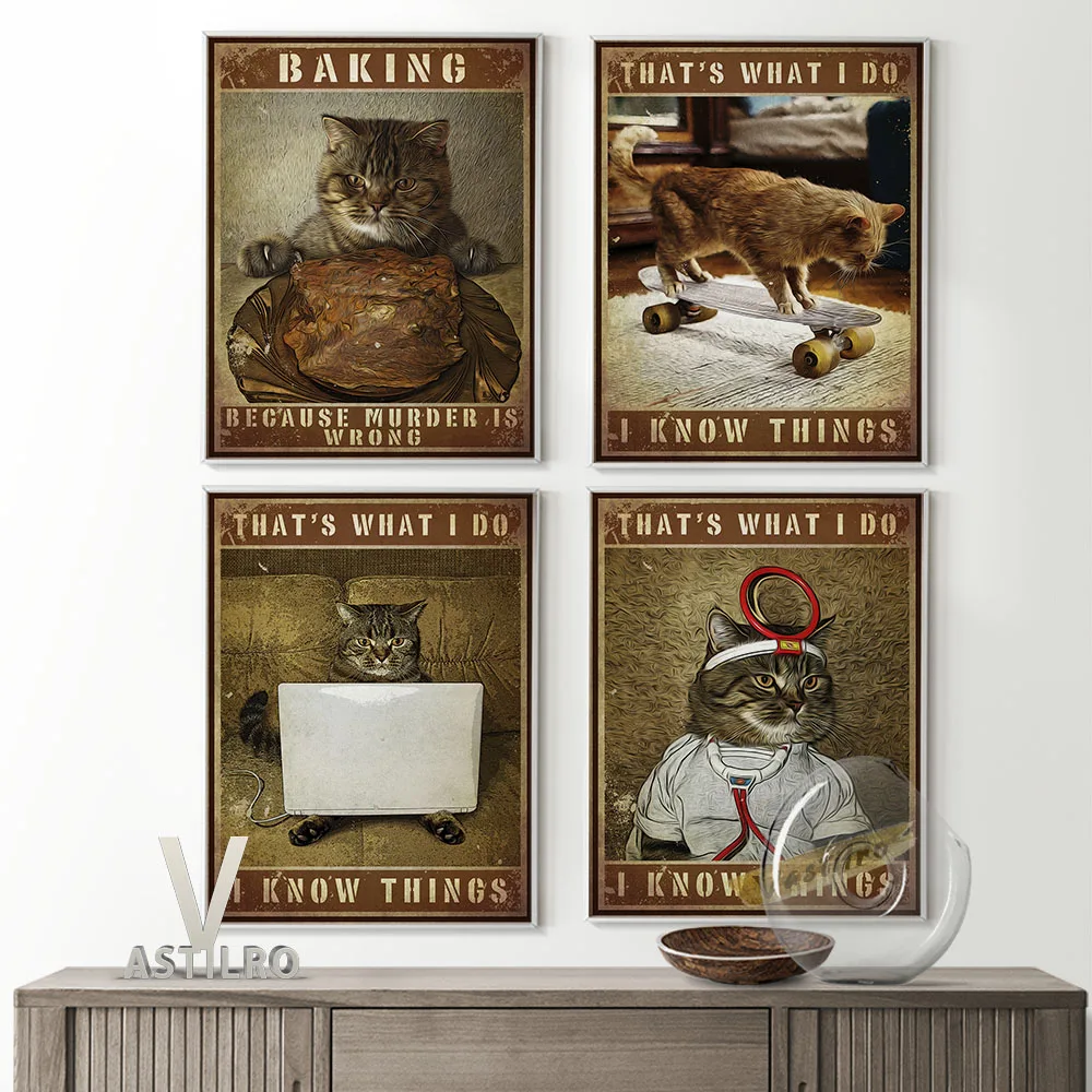 

Humor Funny Cat Portrait Art Print Poster Positive Energy Encourage Quotes Wall Picture Housewarming Gift Living Room Home Decor