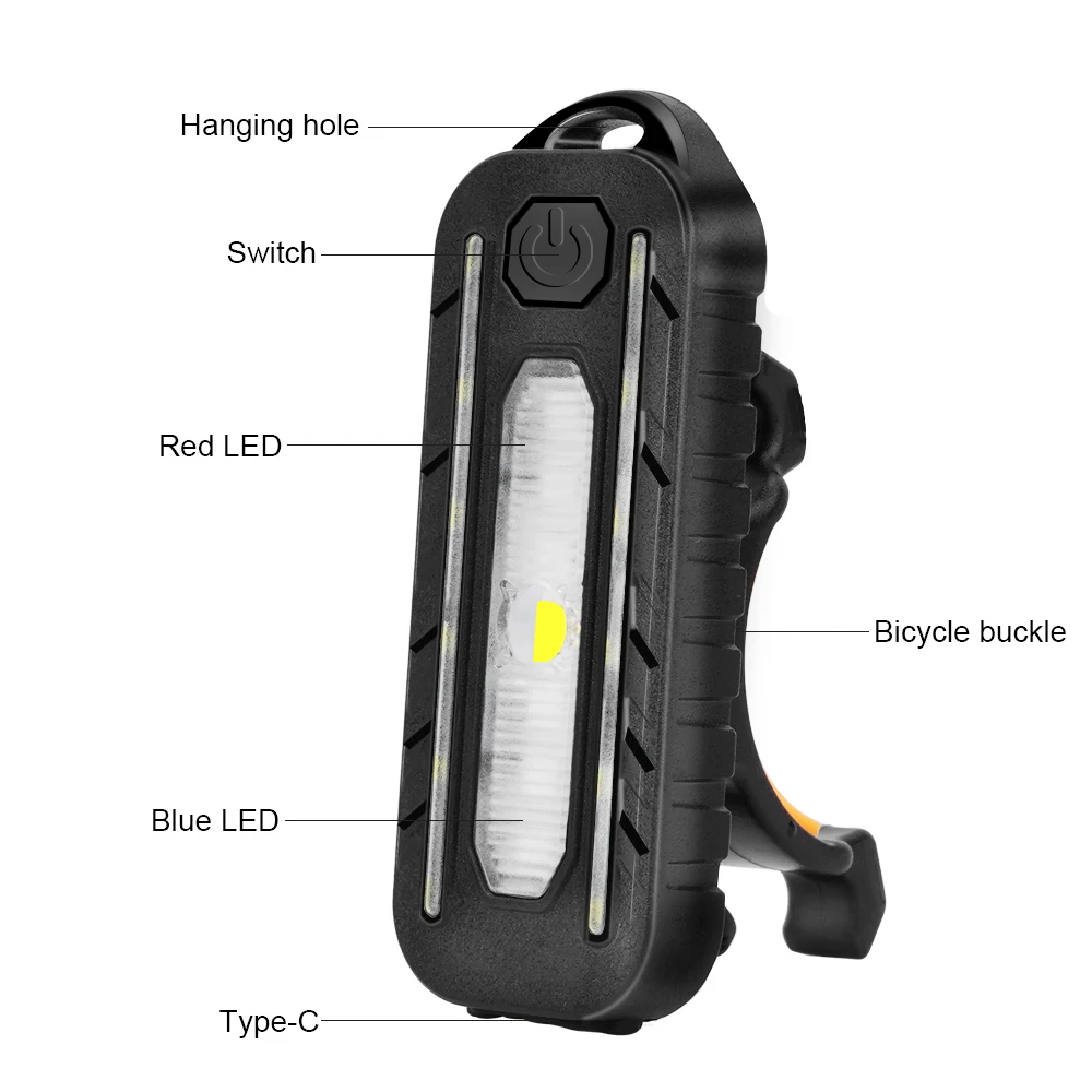 Mini LED Flashlight USB Charging Safety Warning Light Waterproof Police Shoulder Clip Lights With Red Blue Work Lamp | Лампы и