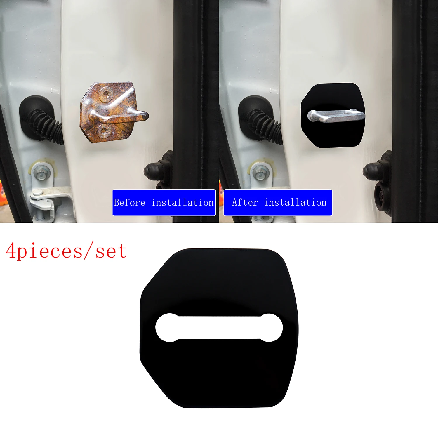 4 шт. Черный Нержавеющая сталь замок двери автомобиля защитная Пряжка Чехол для