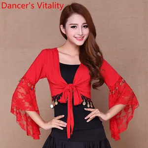 Горячая Распродажа для танца живота с рукавом-бабочкой, кружевной топ с запахом из Индии, Болливудский топ для девочек на Рождество, 4XL