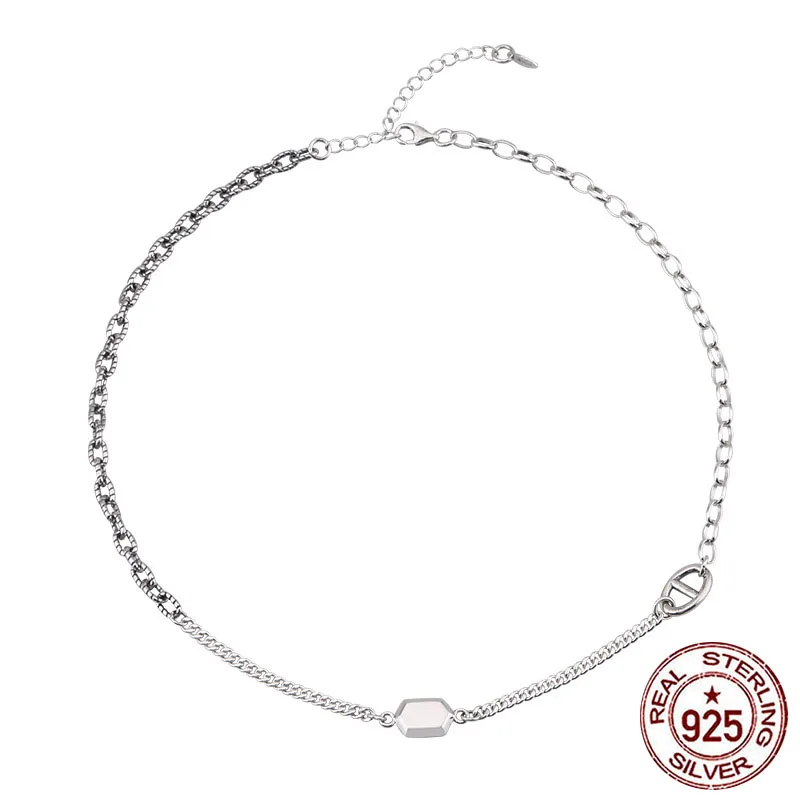 

S925 sterling silver necklace pig nose new splicing clavicle chain fashionable style silver chain girl silver jewelry