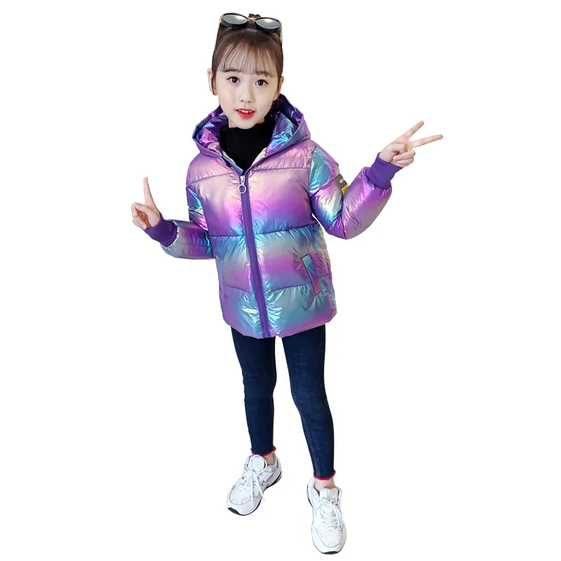 

Big Girls Baby Bright Shiny Thick Down Cotton Colorful Bread Coat Snowsuit Parkas Children Warm Kids Autumn Winter Down Jacket