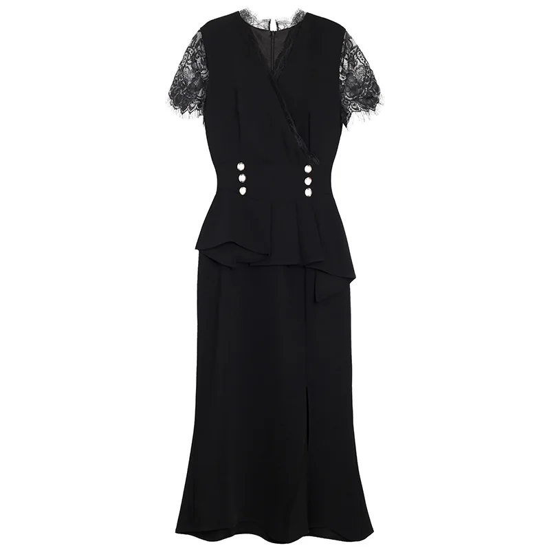 Платье женское коктейльное с V образным вырезом пикантное Тюлевое кружевное