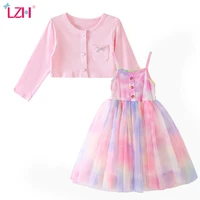 lzh infant baby girls clothes set 2021 new autumn kids clothes coats skirts 2pcs suit children clothing dresses for girls 2 6t