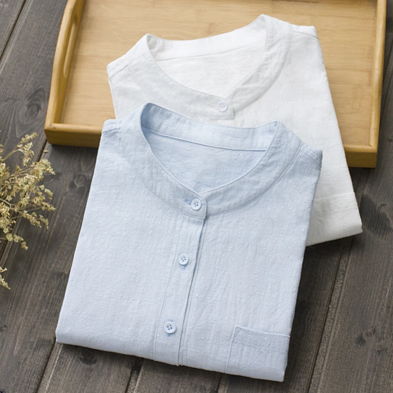 Блузка женская хлопковая базовая с длинным рукавом Базовая рубашка топ