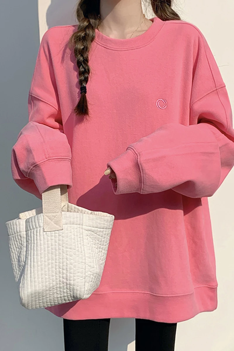 

Candy Colour Sweet Sweatshirt for Women Early Spring Autumn Thin Hoodies New Loose Korean Style Long Sleeve Fashion Sweatshirts