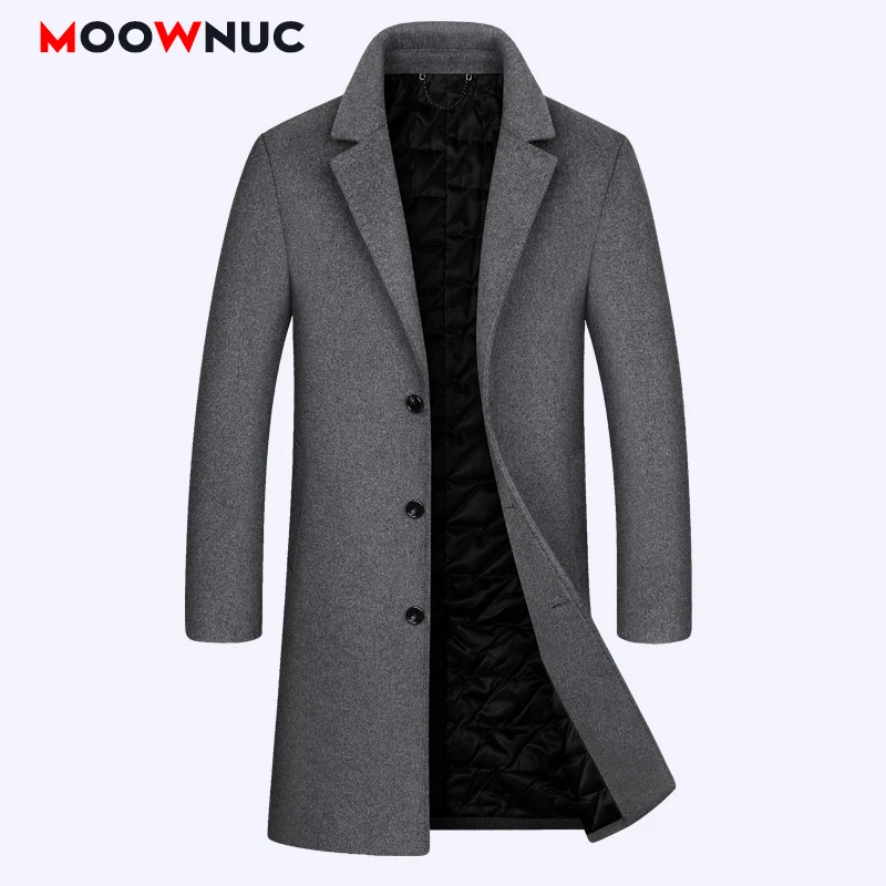 

Classic Windbreaker Trench Coat Fashion Wool Jackets Outwear Solid Overcoat 2020 Winter Autumn Male Fit Parka Thick Warm MOOWNUC