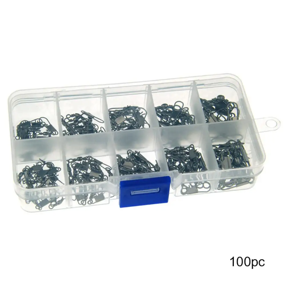 

100Pcs Fishing Connector Swivels Interlock Pin Snap Rolling Swivel For Fishhook Lure Fishing Hook Fast lock Barrel Accessories