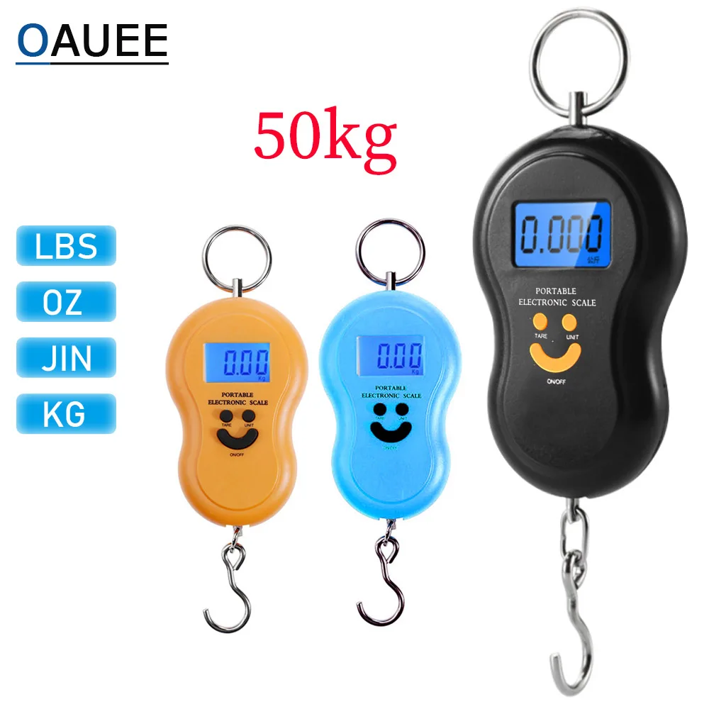 

Oauee 50Kg Mini Digital Scale For Fishing Luggage Travel Weighting kitchen Steelyard Hanging Electronic Hook Scale KG/LBS/JIN/OZ