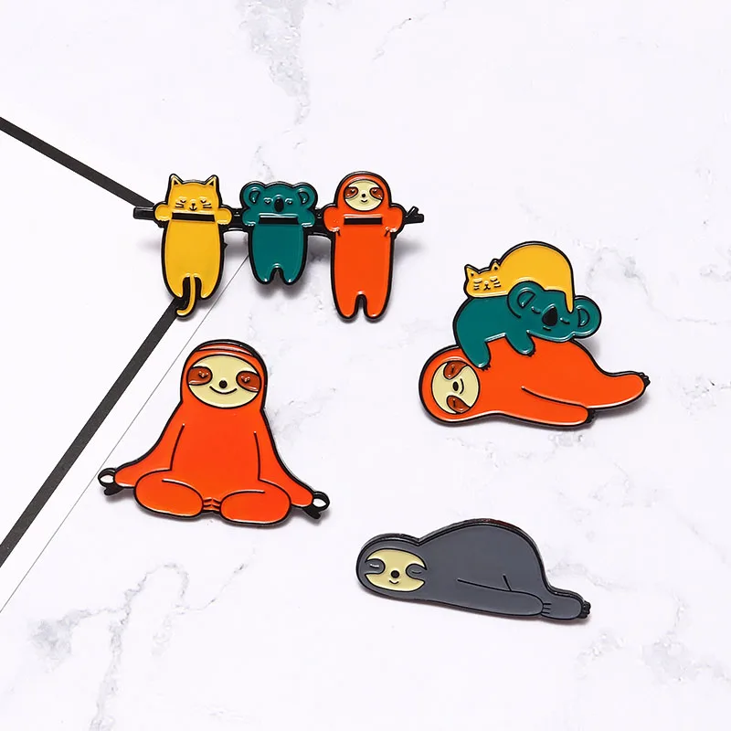 Забавные ленивые милые животные коала значок с изображением кота Броши Булавки