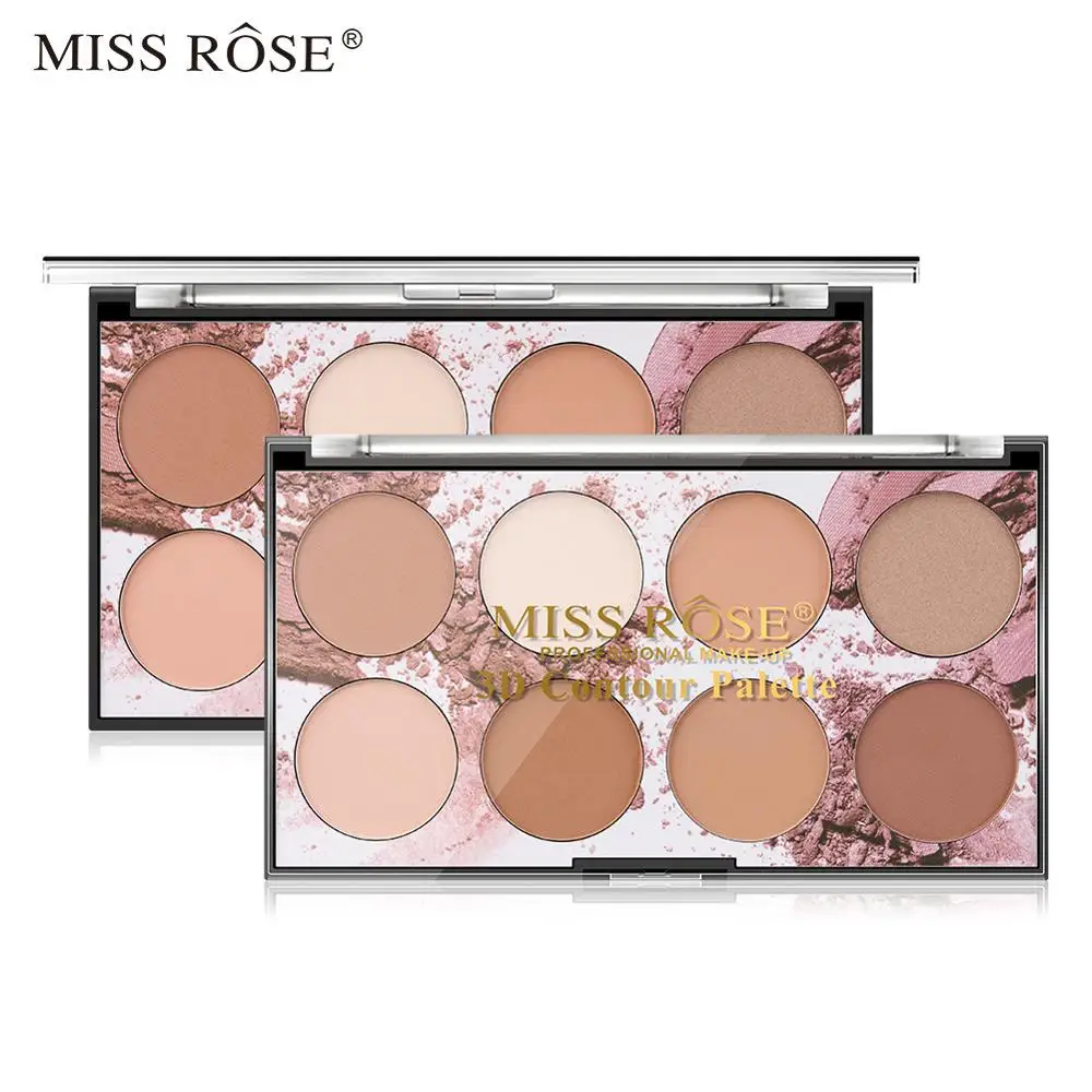 Miss Rose, 8 цветов, компактная пудра, палитра, набор, Стойкий матовый макияж для лица, тональный крем, контур, консилер для щек, пудра, макияж