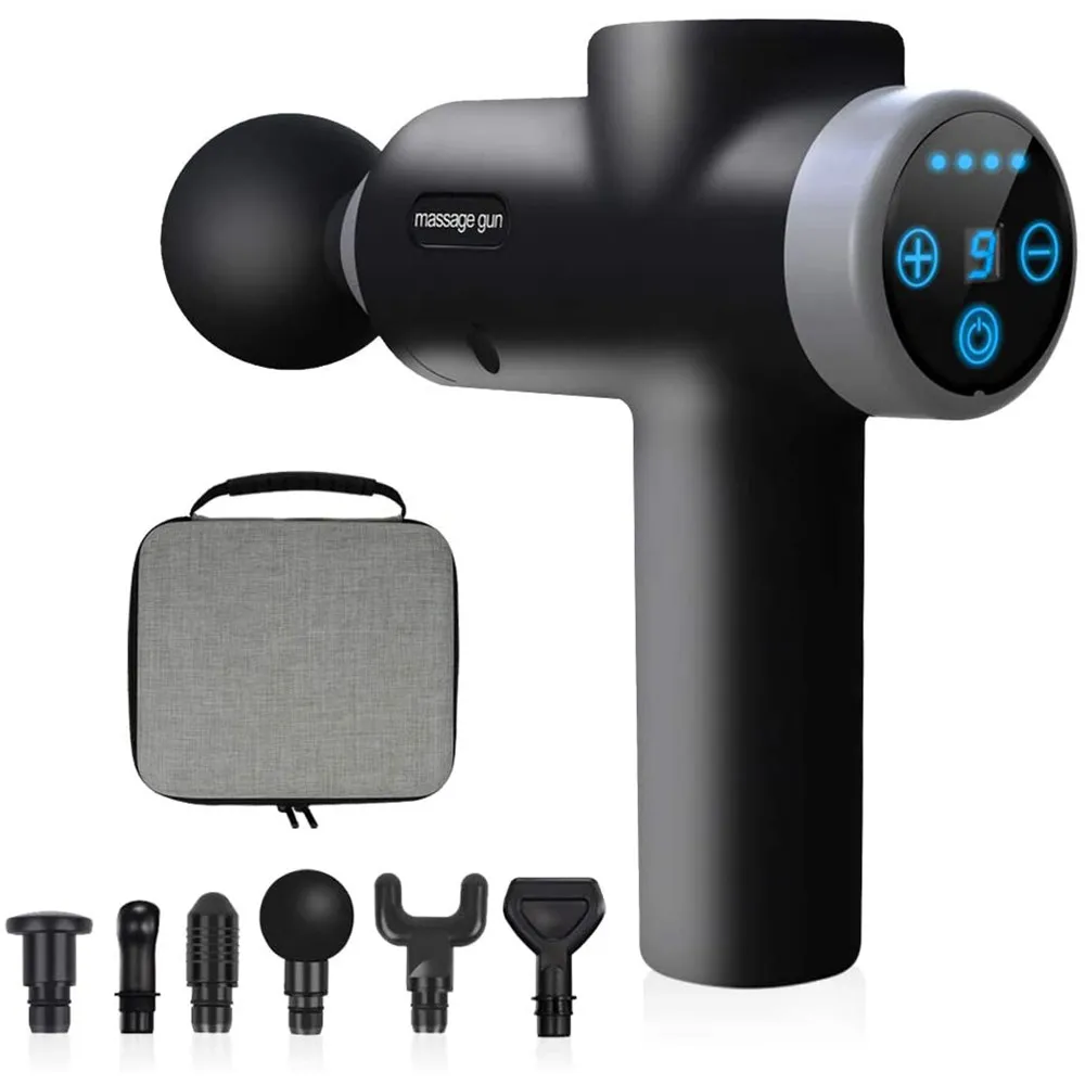 

Massage Gun Muscle Massager Deep Tissue Percussion Handheld Electric Massager Pain Relief Quiet Brushless Motor 9 Speeds 6 Heads