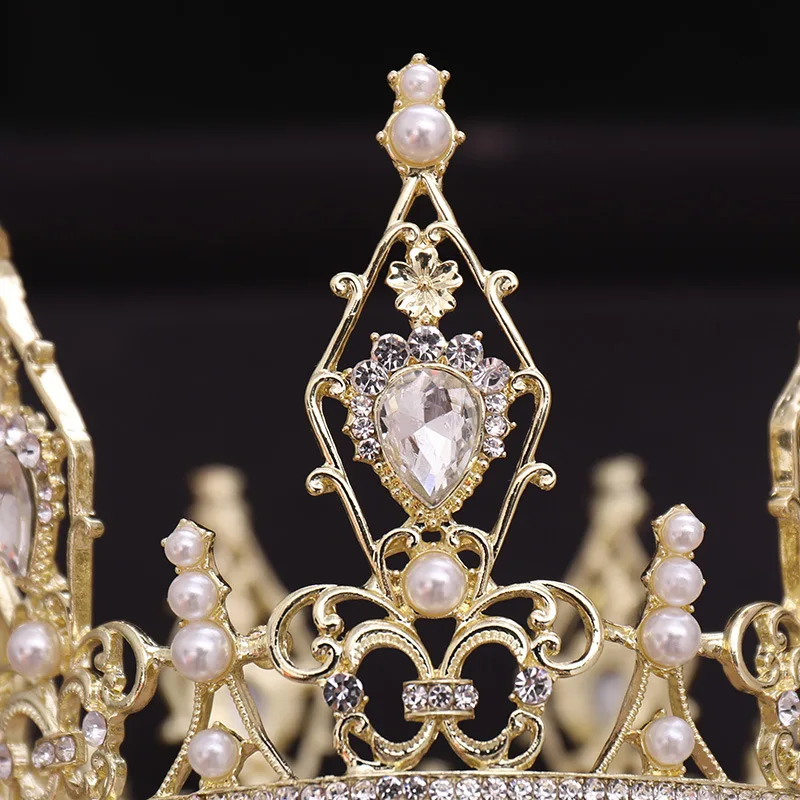 Baroque Gold Silver Crystal Pearl Tiara Crown Bridal Hair Accessories Brides Tiaras Wedding Headpiece Princess Queen Diadem | Свадьбы и