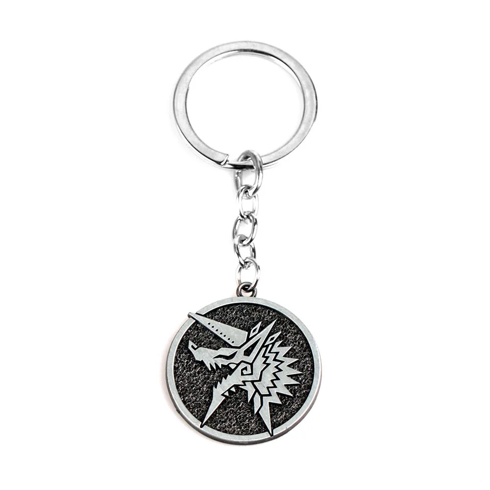 

Game Monster Hunter Alloy Keychains Accessories Wolf Head Pendant Logo Keyrings Personality Men Key Chains Jewelry Accessory