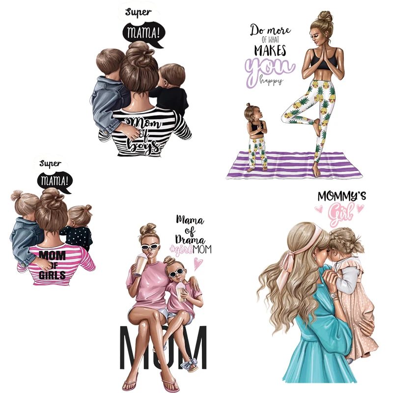 Термонашивки для мамы и ребенка с утюгом переодевания термо Стикеры одежды