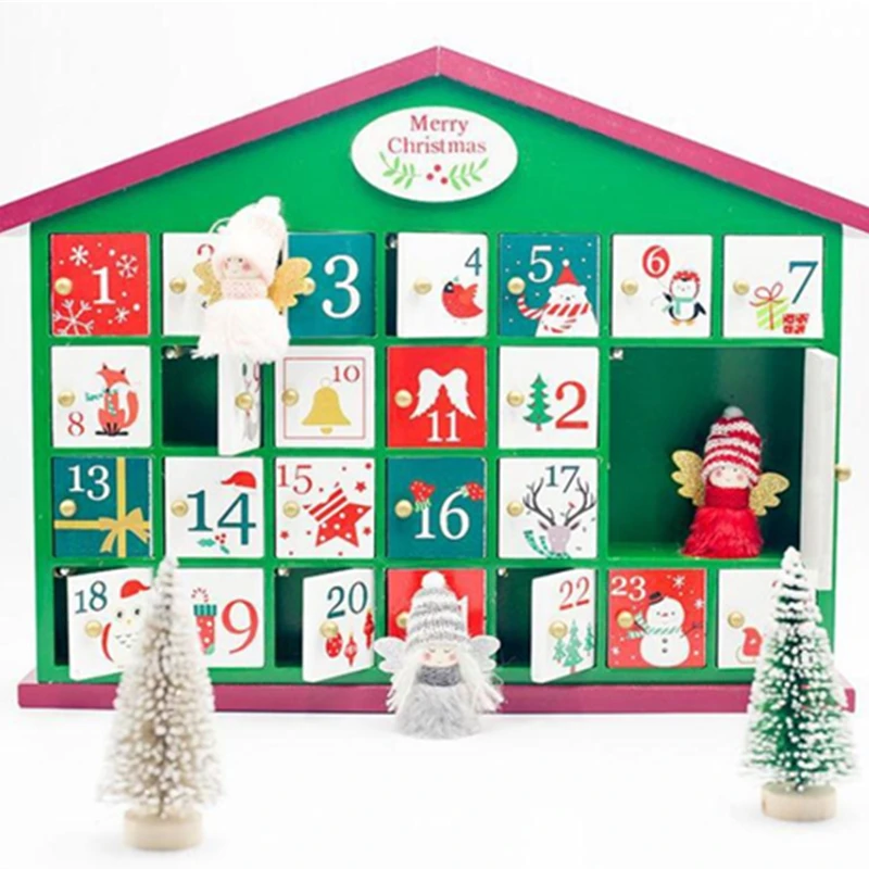 Рождественский домик в форме рождественского календаря деревянный ящик для