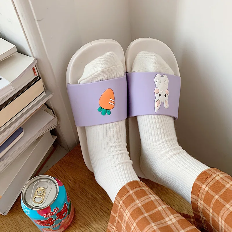 

Шлепанцы женские летние на плоской подошве, с кроличьим мехом