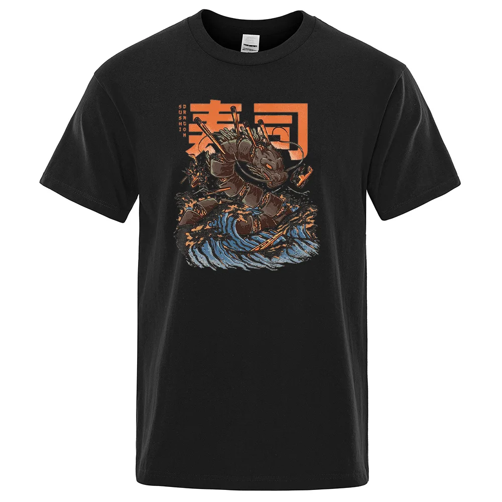 

Japan Ukiyo E Style Sushi Dragon Printing Tshi Men Vine S-Xxxl Tshi Zomer Fashion Casl Top Funny Casl Men T-shirts