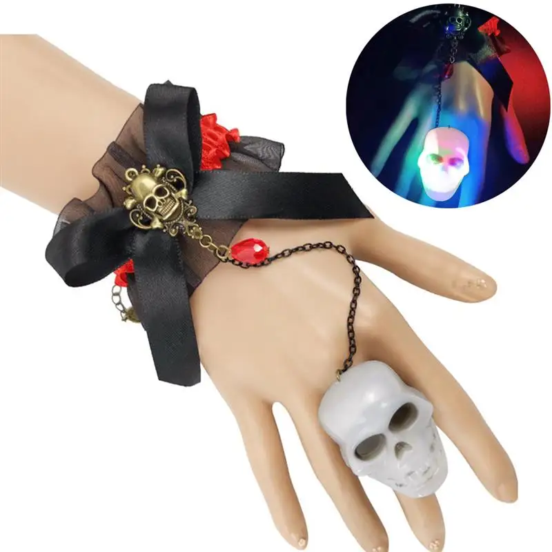 Модный кружевной светящийся браслет со скелетом и головой Шарм аксессуары для