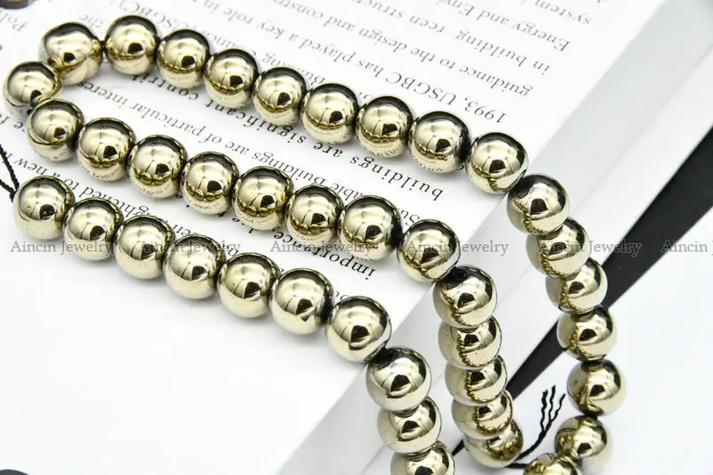 Новые круглые бусины с высокой поляризацией цвет пирит покрытие из титана