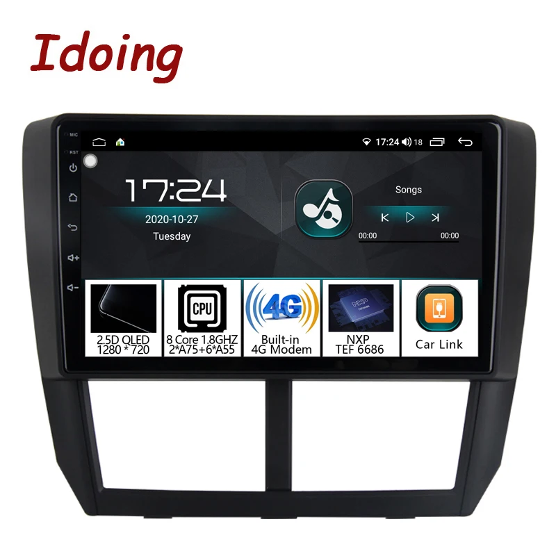 Idoing 9 &quot4G + 64G 2.5D QLED автомобильный Android 10 Радио мультимедийный плеер для Subaru WRX Forester