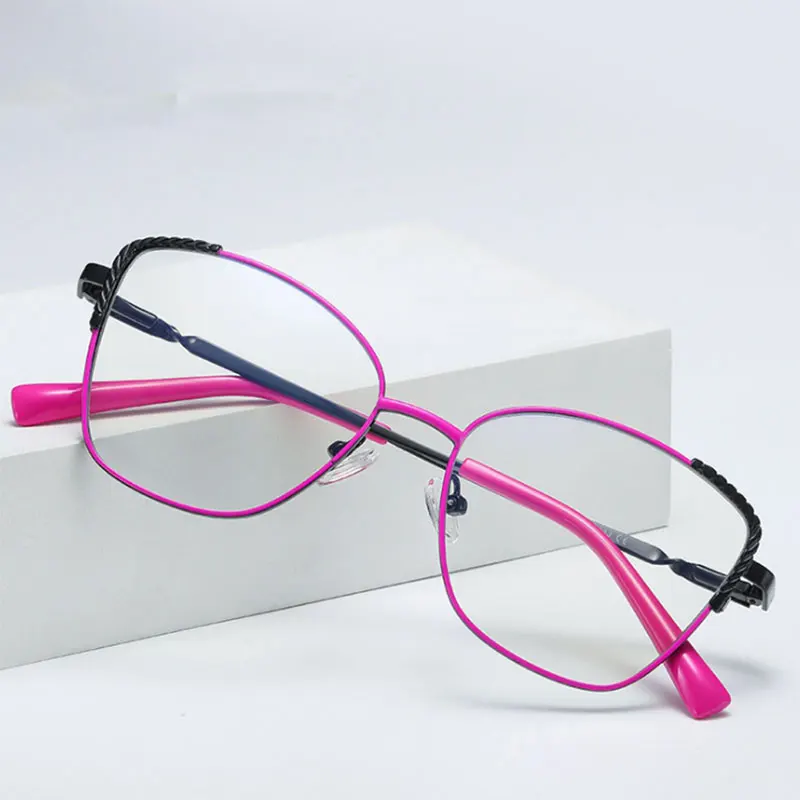 

New Ladies Alloy Anti-Blue Light Glasses Frame Fashion Female Square Ultralight Eye Myopia Prescription Eyeglasses 50708