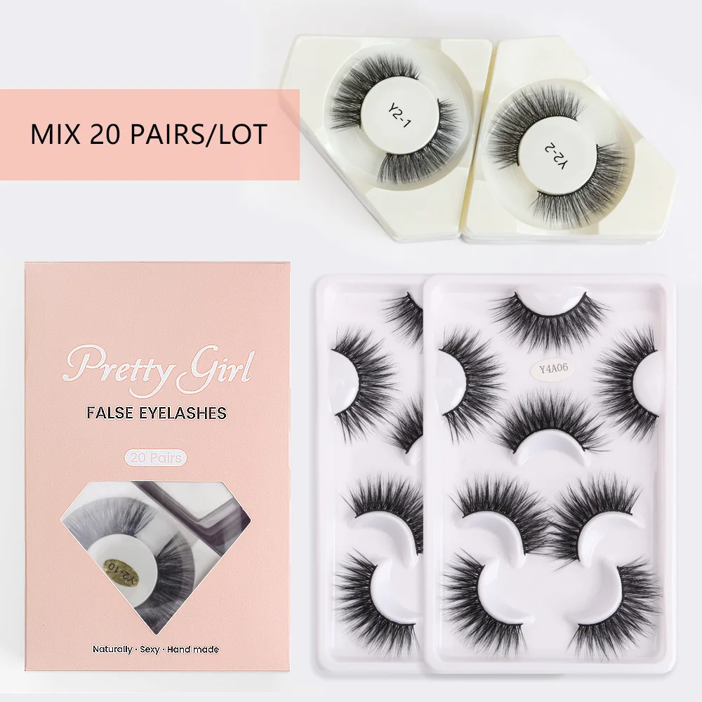 Ресницы 3D норковые натуральные густые накладные для макияжа 20 пар оптом | Красота