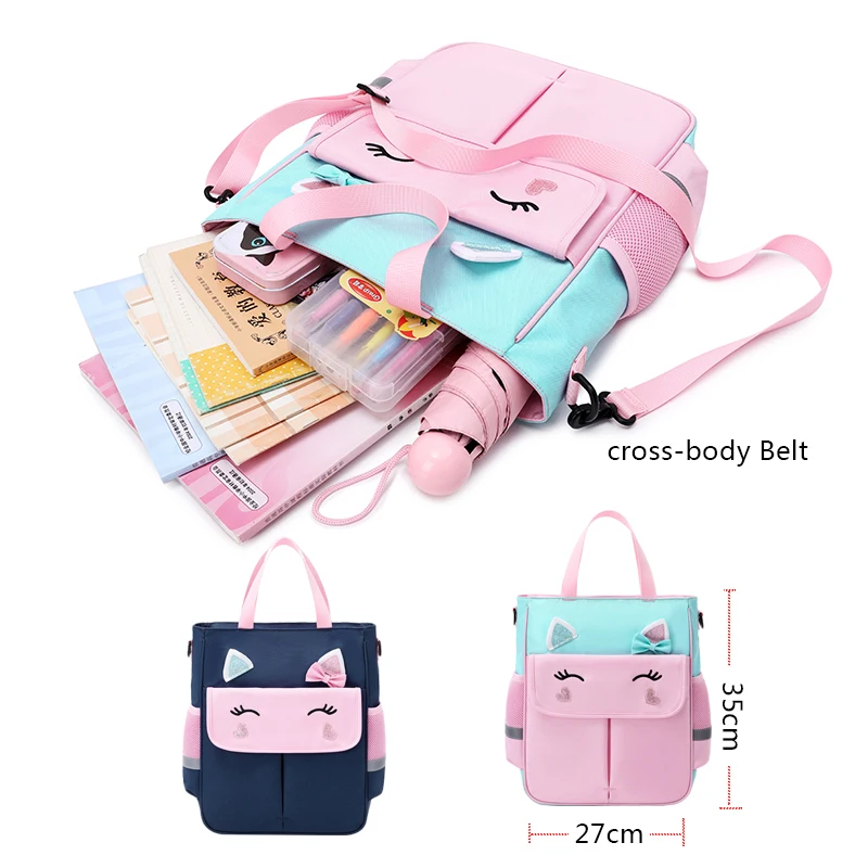 SUN EIGHT 3D Girl School Bags Cute Cartoon Children Backpacks Waterproof Bag For Kids Orthopedic Back Primary School