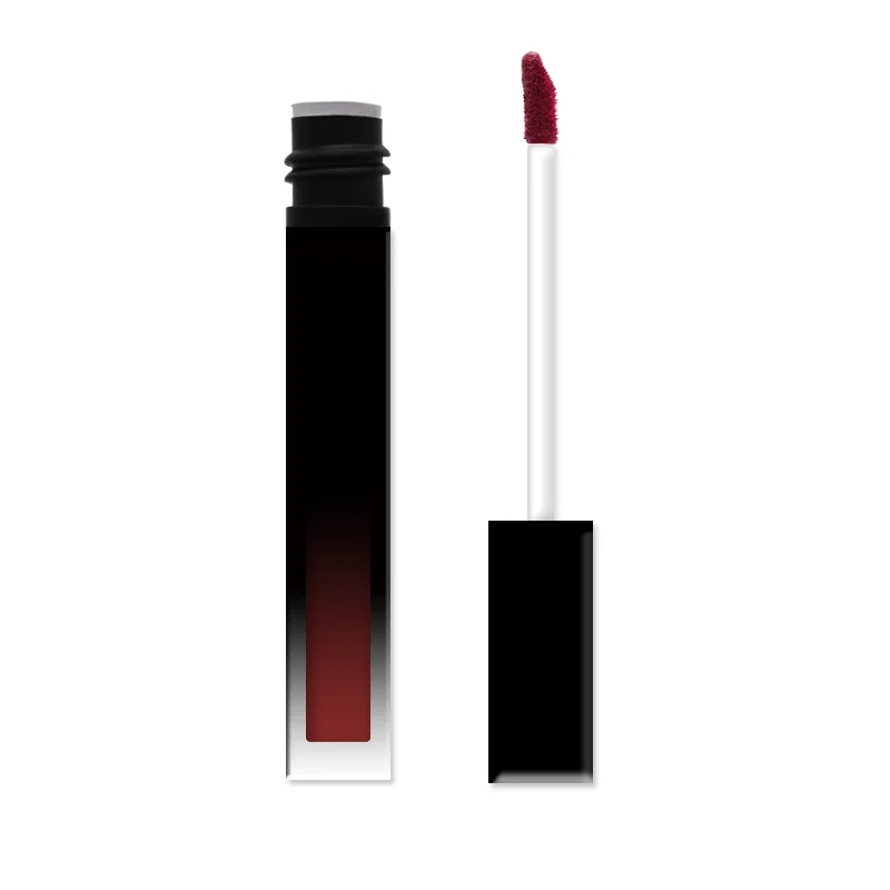 Gradient Black Square Tube Long Lasting Matte Liquid Lipstick Private Label Custom Waterproof Non-stick Cup Lip Gloss