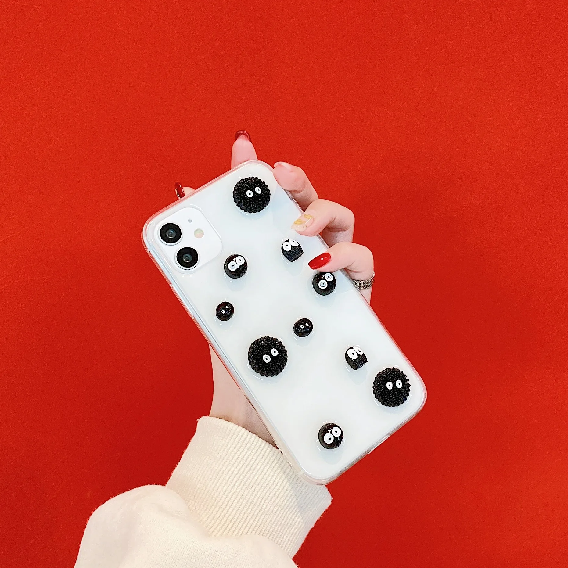 

Simple 3d Cute Black Coal Cartoon Drops of Glue Design for Iphone 11 12 Mini Pro Max 7 8p Se Xs Xr Women Girl Phone Cases Cover