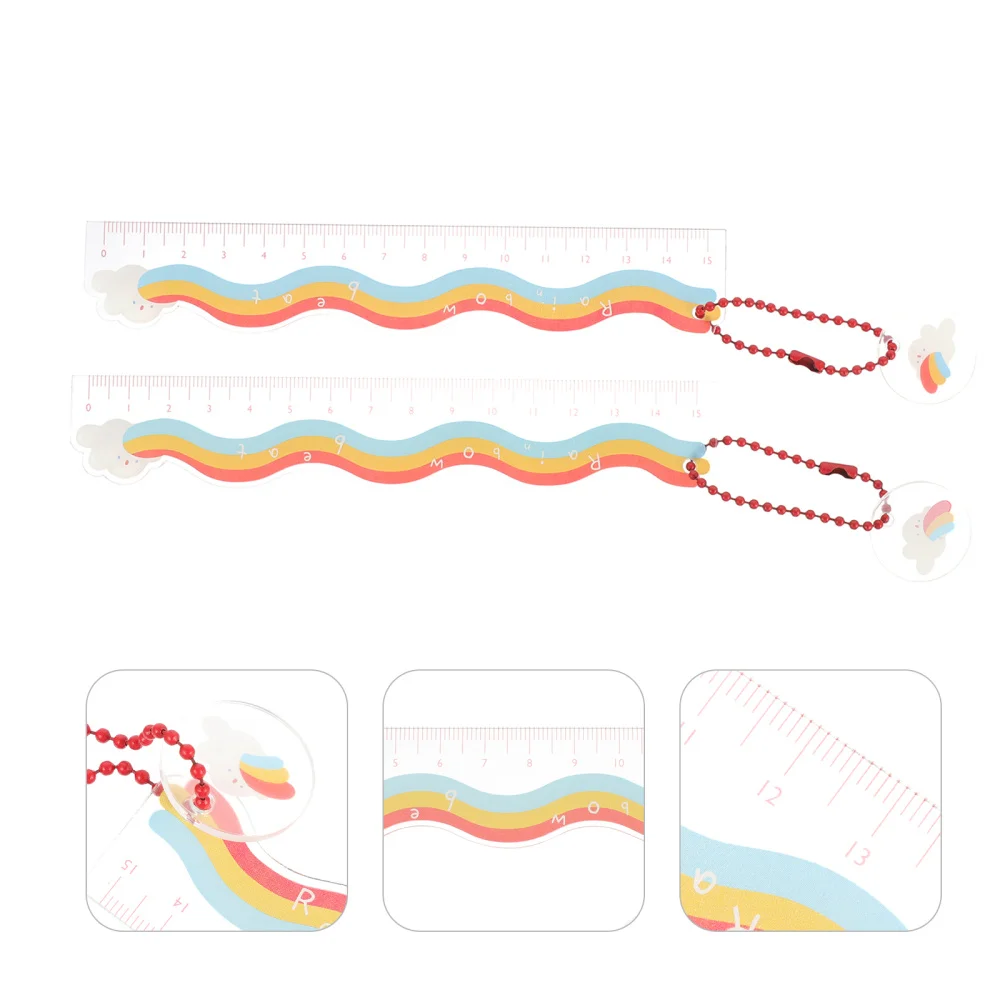 

2pcs Rainbow Drifting Rulers Double Sided Measuring Rulers Drawing Rulers