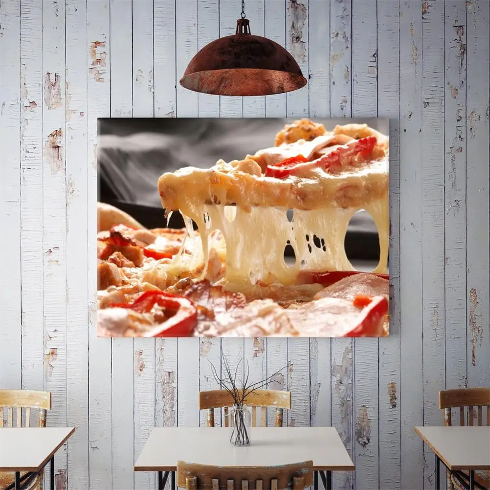 Постеры для кухни пиццы Гамбурга Западная еда 60*40 см Картина на холсте вкусная
