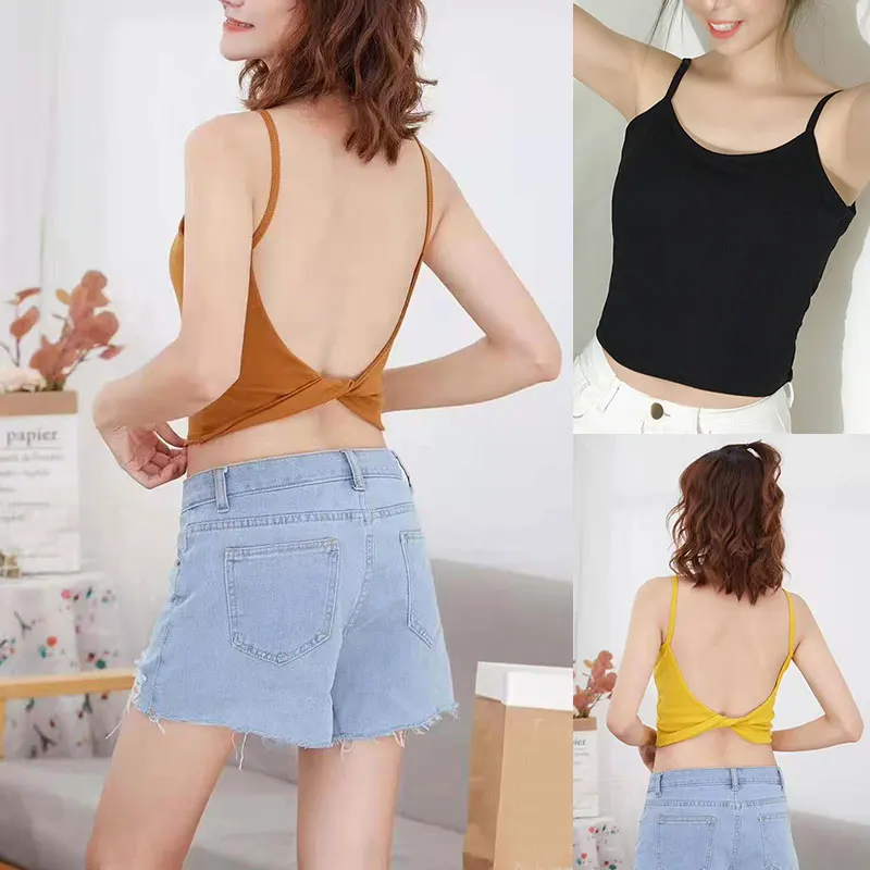 Женский летний однотонный Мягкий Топ с подкладкой короткий облегающий топ на