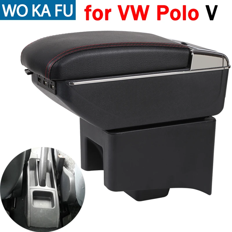 

For Volkswagen VW Polo 5 armrest box caja universal car center console caja modification accessories double raised with USB