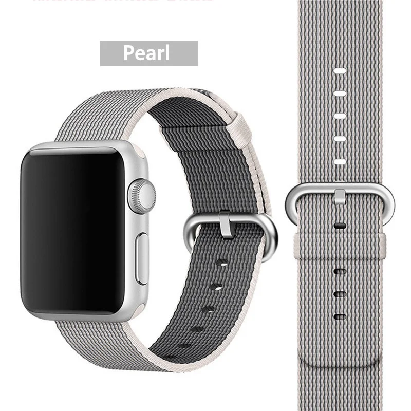 Pearl 2 Ремешок EIMO Nato для apple watch, ремешок 44 мм, 40 мм, apple watch 5, 4, 3, 2, iwatch, ремешок 42 мм, 38 мм, плетеный нейлоновый браслет correa, ремешок для часов - Цвет ремешка: Pearl 2