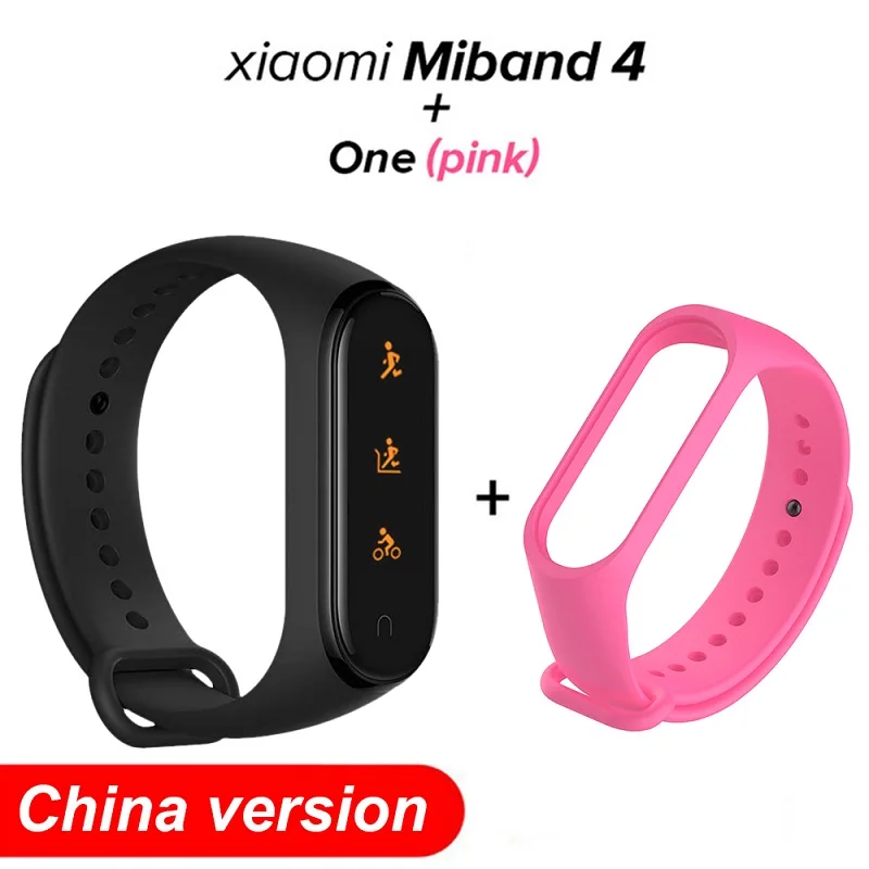 add Pink Strap Глобальная версия Mi Band 4, смарт-браслеты Miband 4, браслет, пульсометр, фитнес, 135 мА/ч, цветной, Bluetooth 5,0, спортивный, водонепроницаемый браслет - Цвет: add Pink Strap
