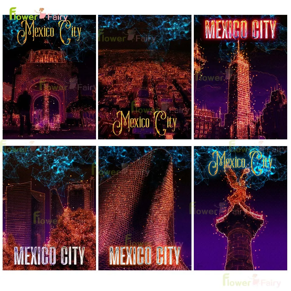 

Vintage High-rise Building Mexico City Night View Nordic Poster Wall Art Canvas Painting Wall Pictures For Living Room Unframed