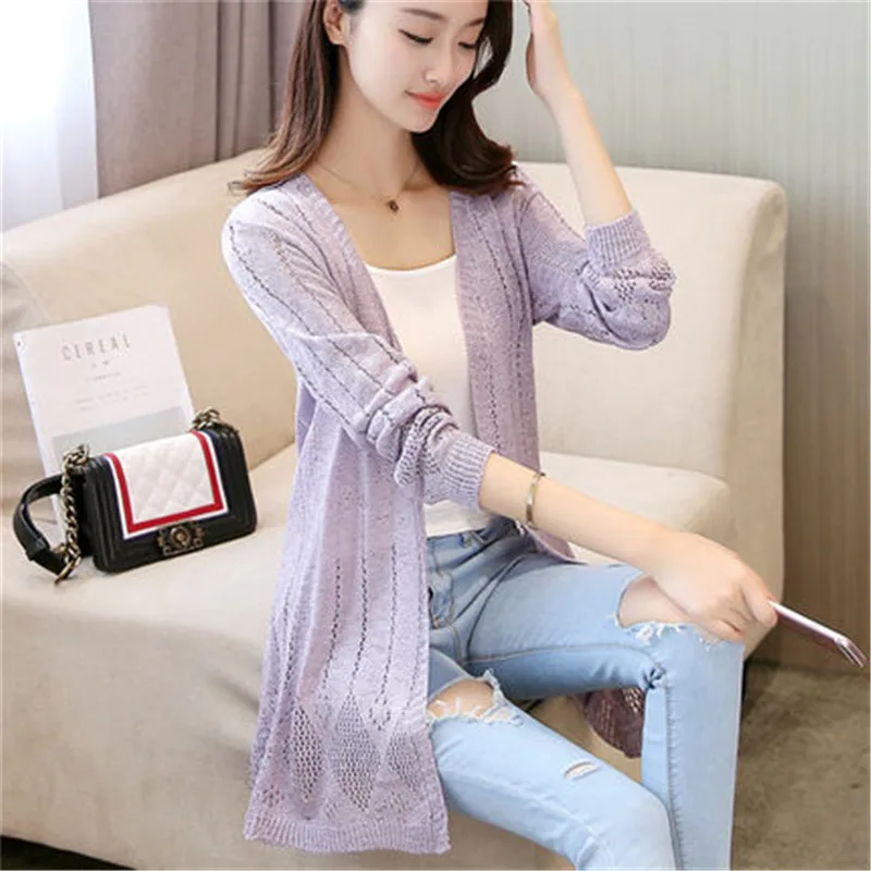 Модная длинная весенне-осенняя тонкая стильная свободная летняя рубашка в Корейском стиле для женщин PZ2227 - Цвет: Фиолетовый