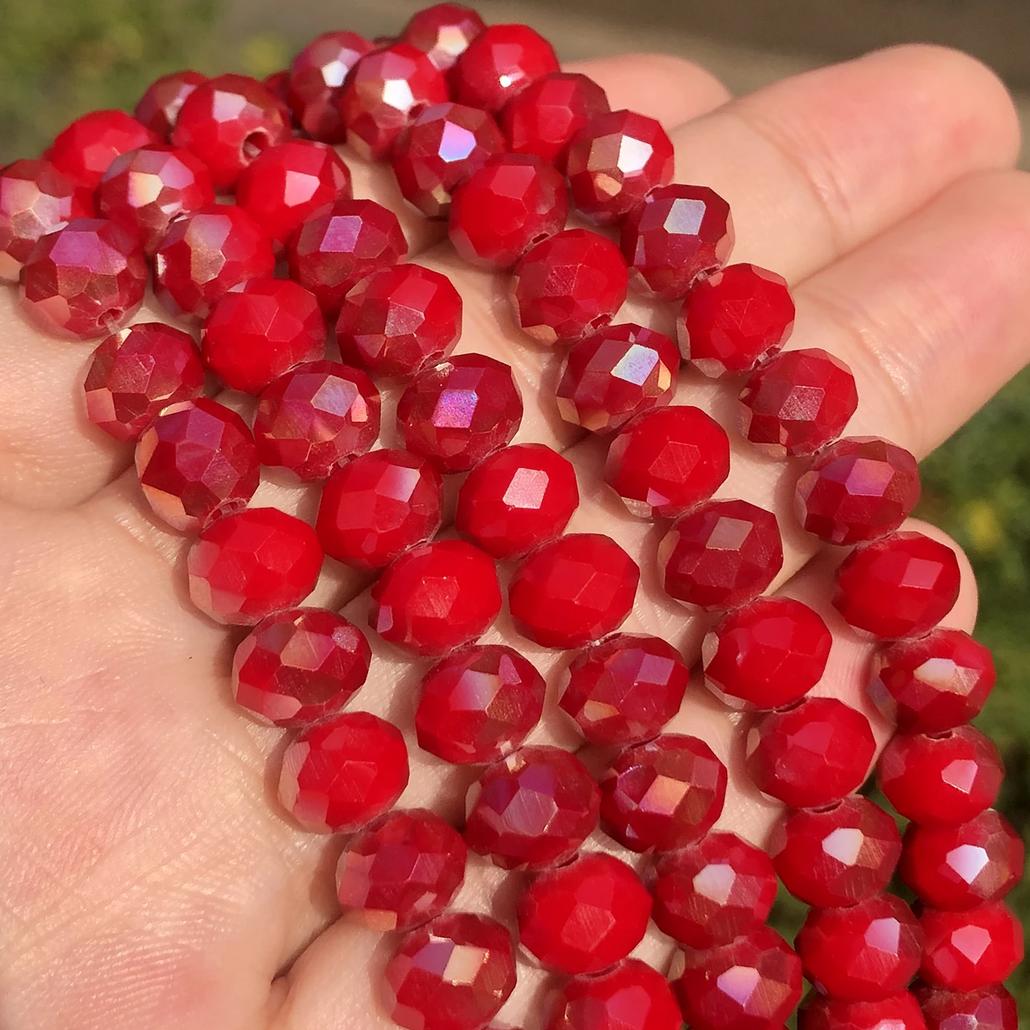 

AB Red Plated Austria Crystal Glass Bead Faceted Rondelle Loose Spacer Beads For Jewelry Making DIY Bracelet Accessories 15''