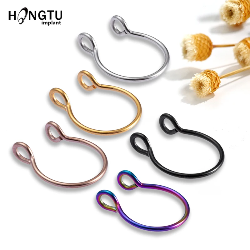 

Stainless Steel Dainty Faux Nose Rings Fake Septum Rings Hoop Nostril Piercing Fake Clip On Nose Ring Oreja Piercings Jewelry