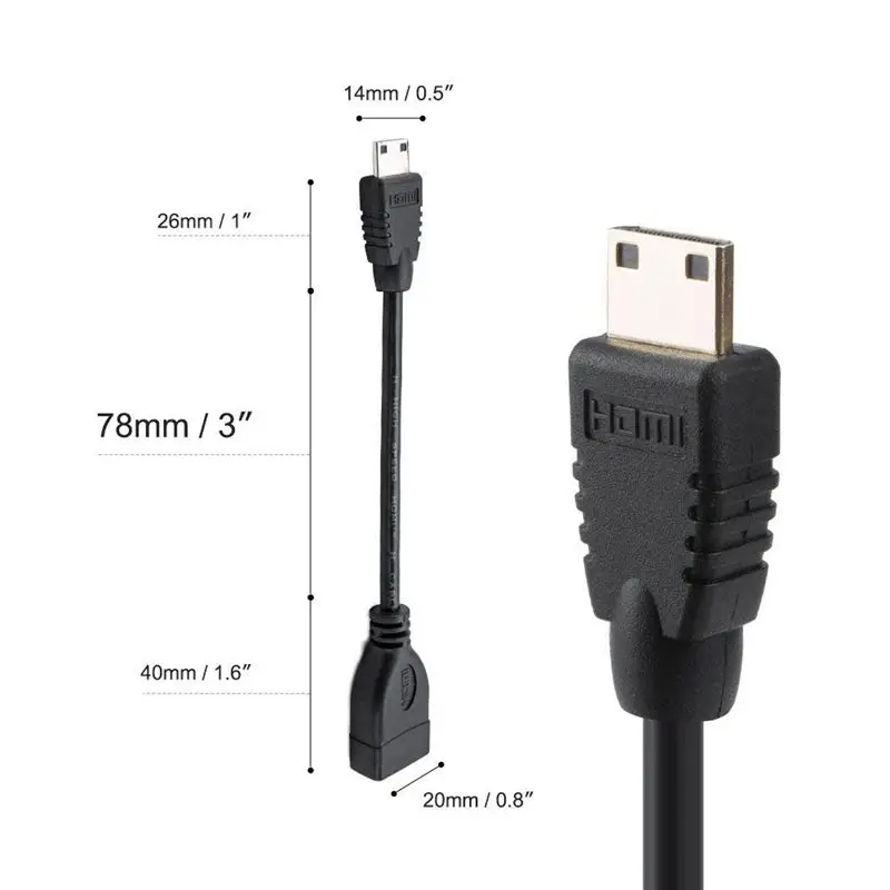 Топ мини HDMI к кабель создание кабеля 0.5ft Mini штекер Женский адаптер поддержка 1080P