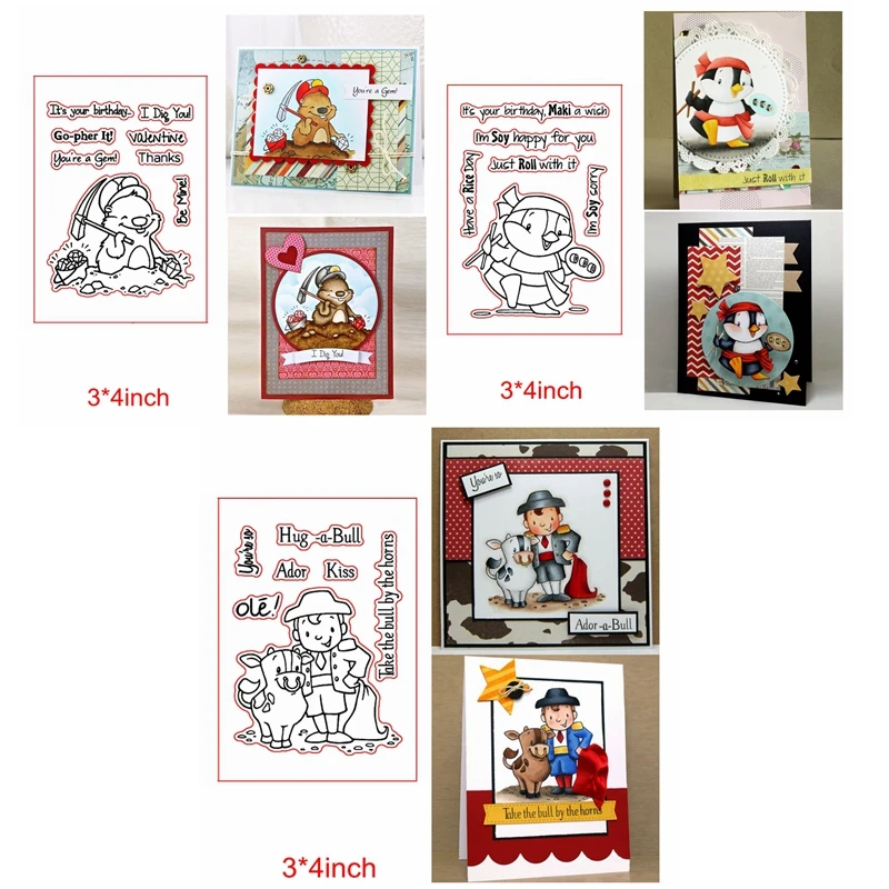 Прозрачные силиконовые штампы Gophers Пингвин бульбойтер бык слова алфавит DIY