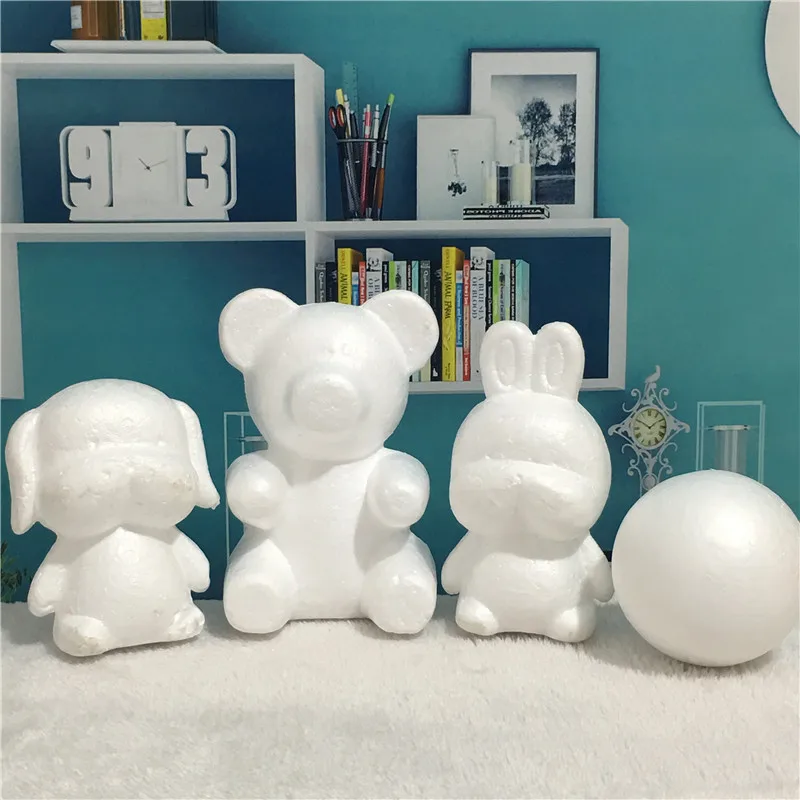 DIY белый пенопластовый Мишка милая собака кролик модель PE розовая голова подарок