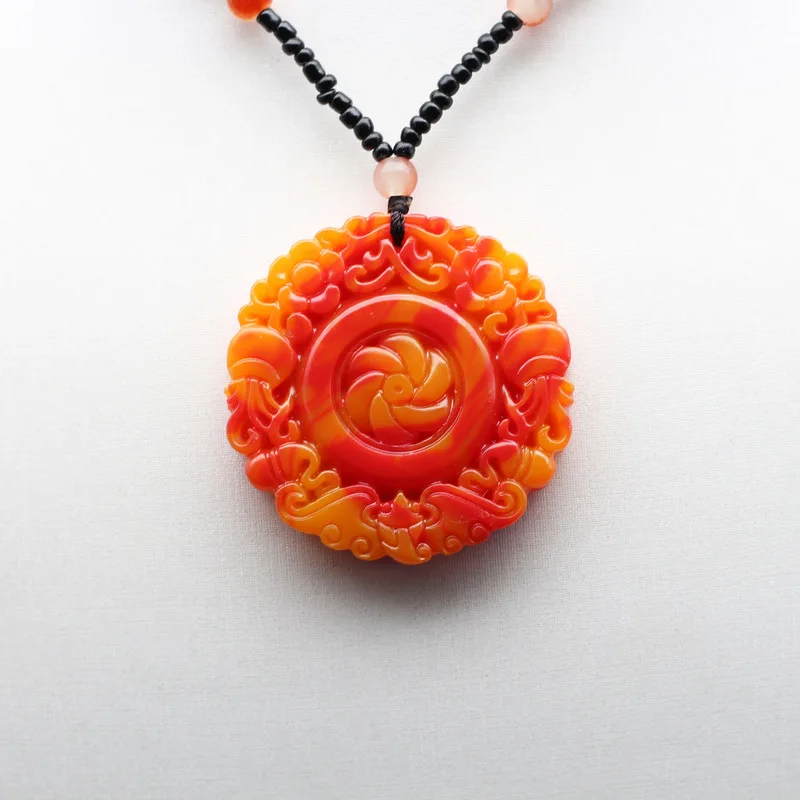 Ожерелье с подвеской в виде цветка летучая мышь из натурального красного желтого